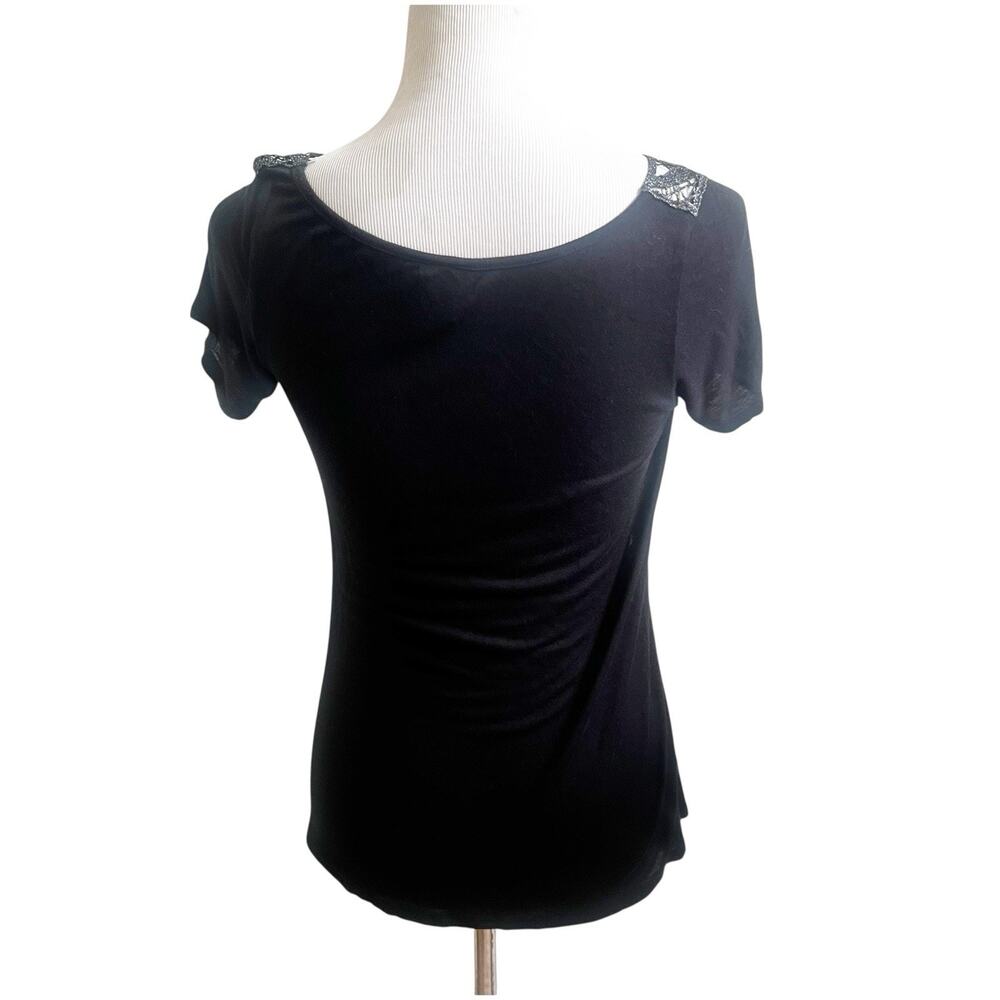 Daytrip Whimsygoth Top Y2K Open Knit Metallic Size Medium Black Silver - Picture 3 of 11